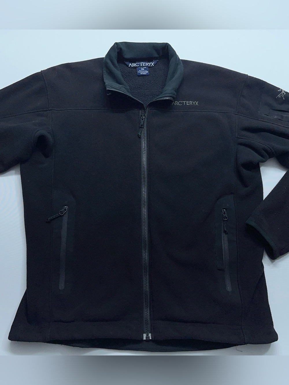 Arc’teryx Fleece Jacket Polartec Mens Size Medium Black Full Zip Distressed